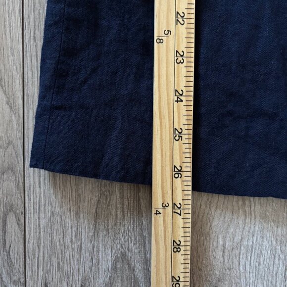 Zara Oversized Linen Roll Up Sleeve Open Front Navy Blue Blazer Womens XS Preppy - Picture 9 of 11